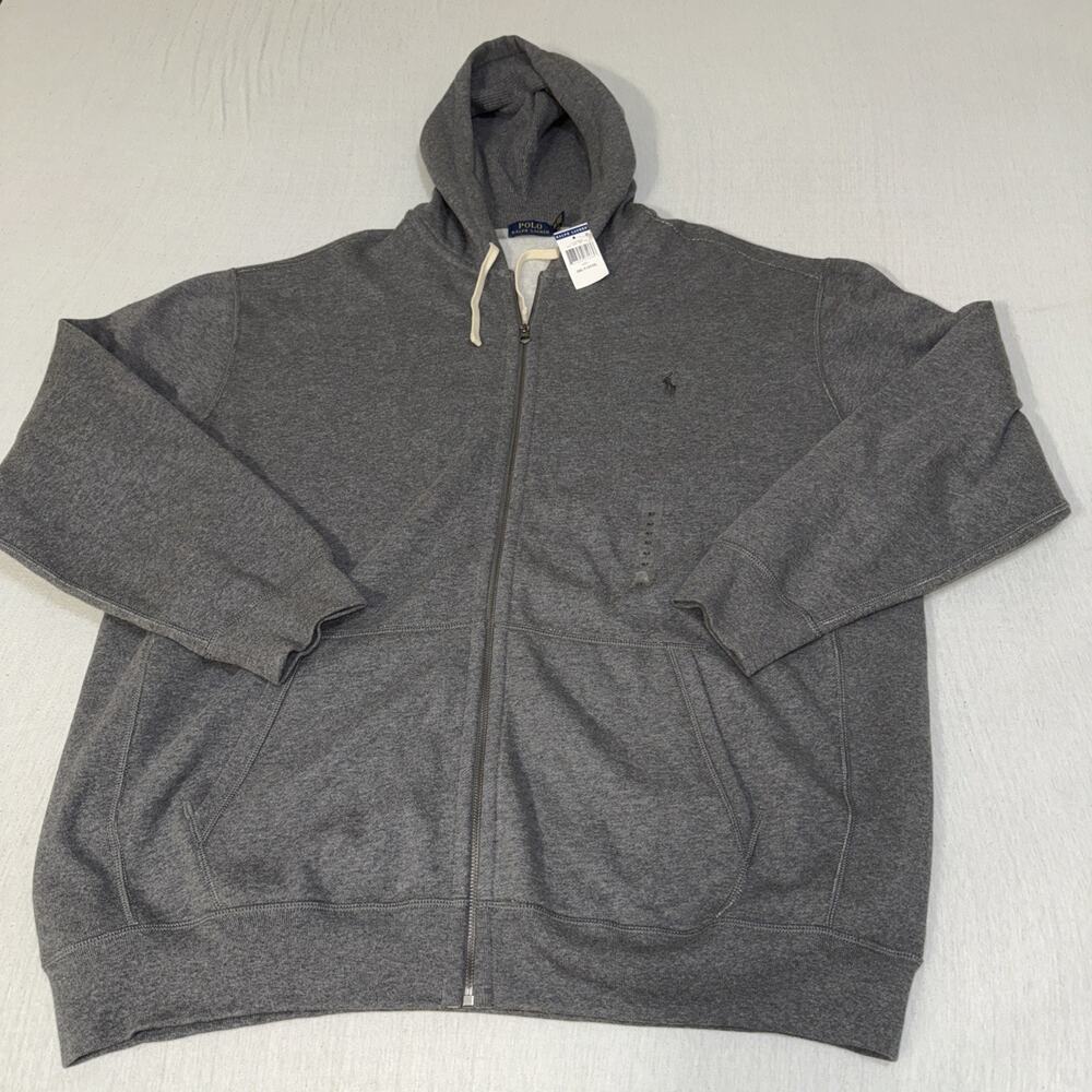Polo Ralph Lauren Pony Full Zip Hoodie Heather Gray Lined Mens Size 3XLT NWT